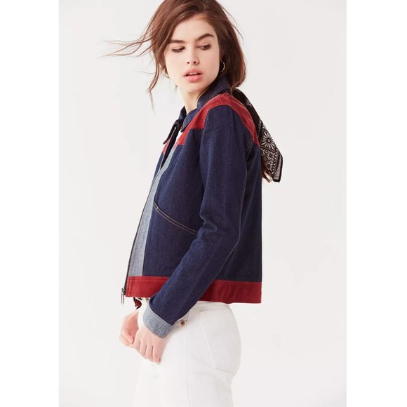 SOLD Urban Outfitters Women's Two-Tone Mechanic Gasoline Western Denim Jacket - Picture 3 of 16
